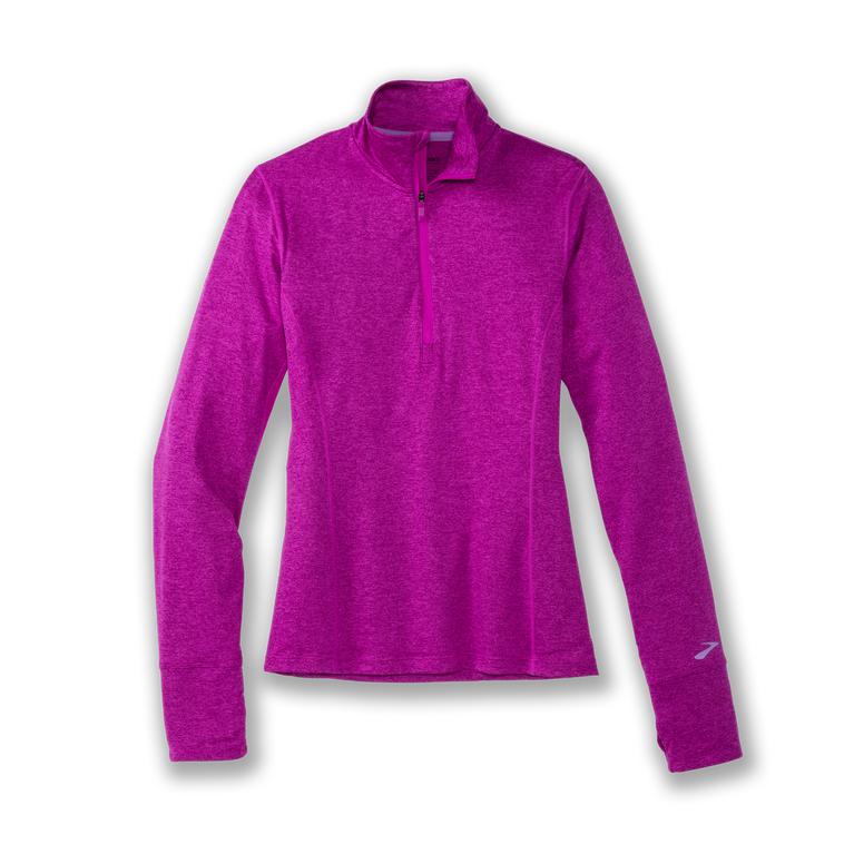 Brooks Dash 1/2 Zip Running Jackets - Women's - Heather Magenta (63587-SGFQ)